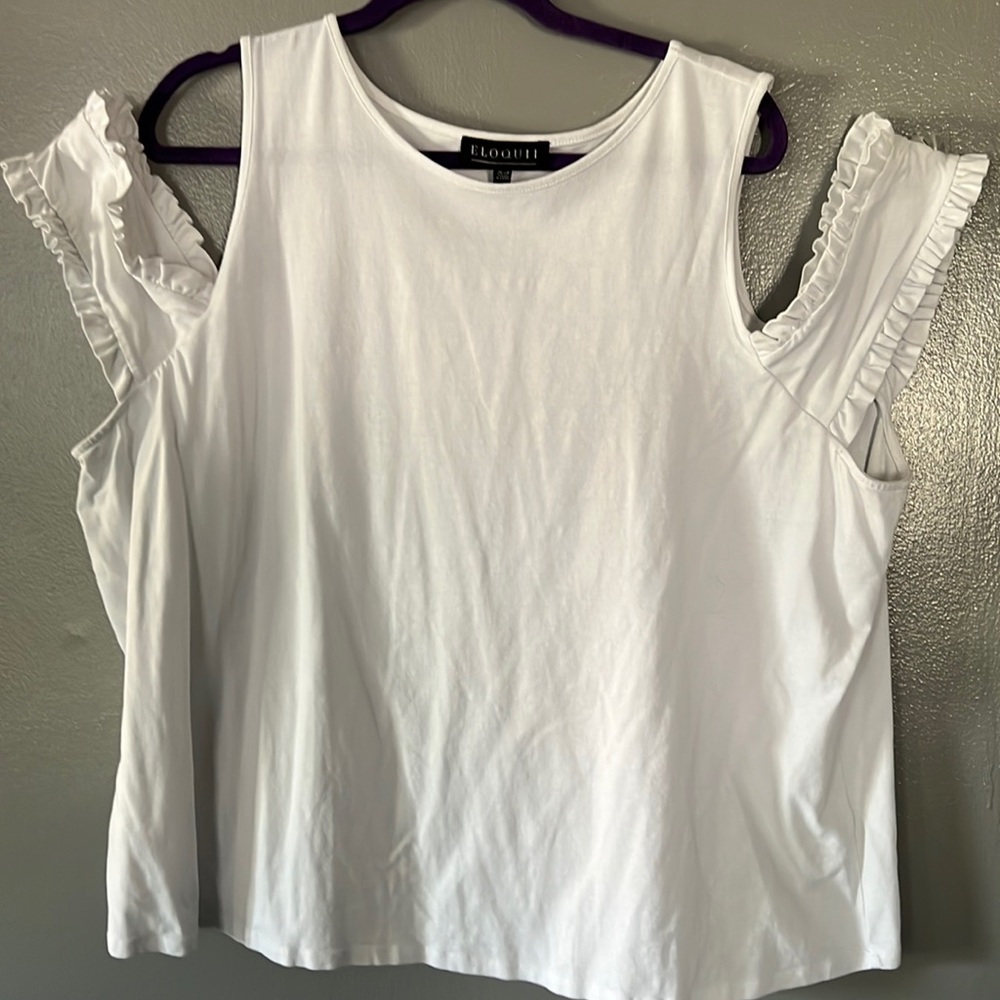 Eloquii Open shoulder Tee White sz 26/28